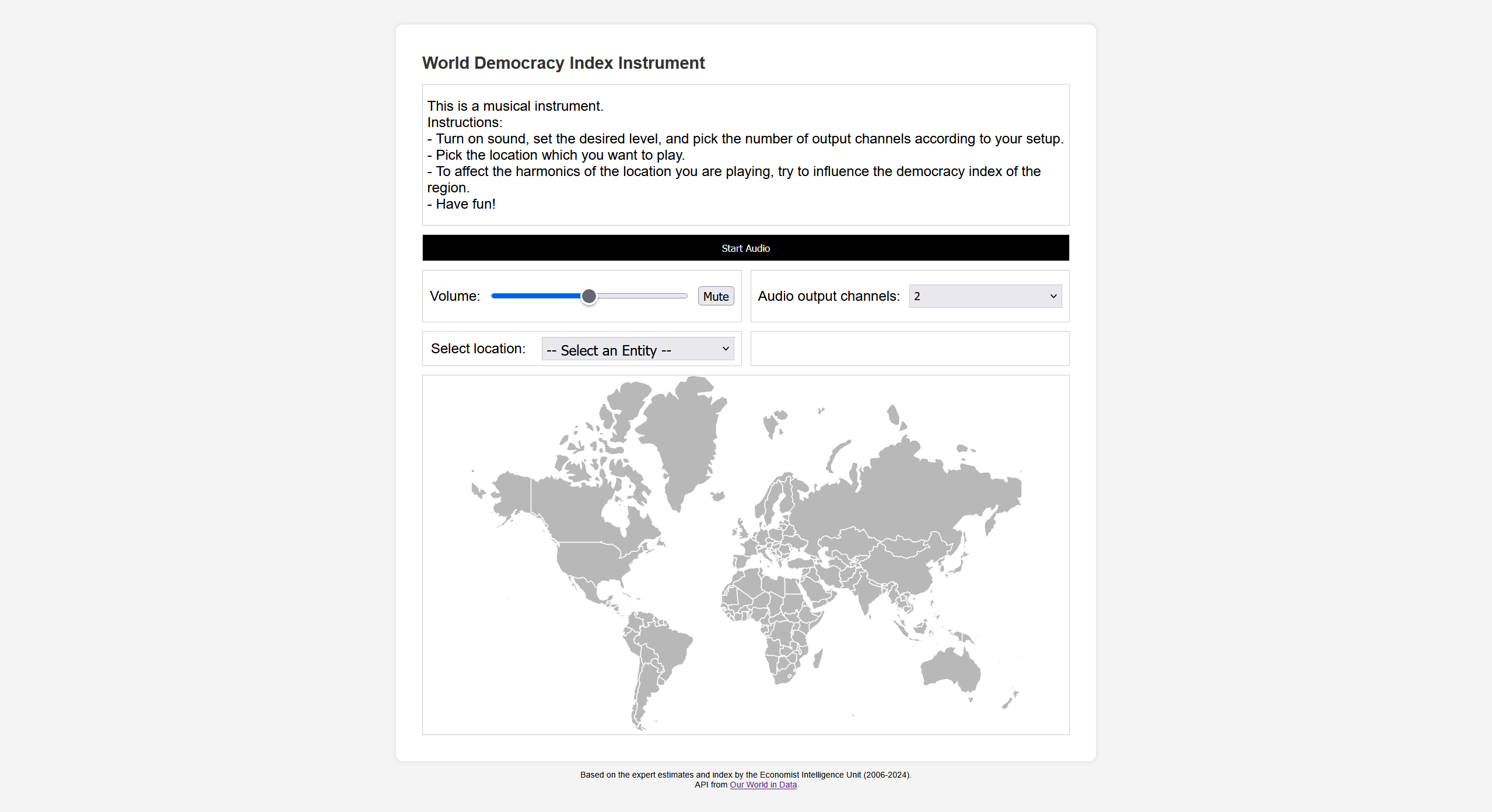 Screenshot of World Democracy Index Instrument